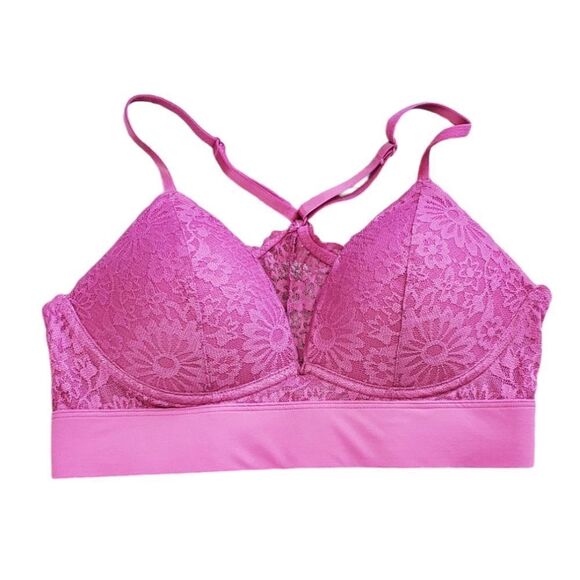 Pink Victoria's Secret Lace Floral Purple Bralette - Picture 1 of 4